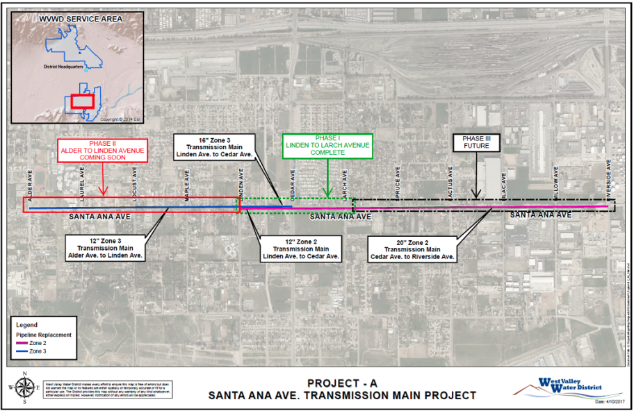 Santa Ana Avenue Transmission Main Project Map